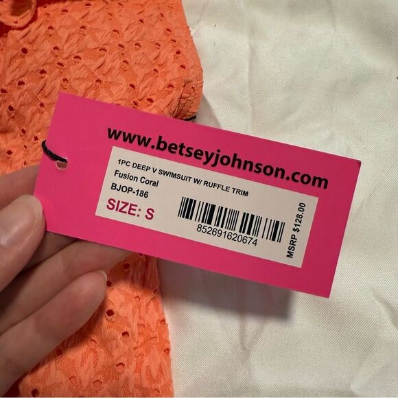 Betsey Johnson Deep V Swimsuit with Ruffled Trim - Picture 4 of 15
